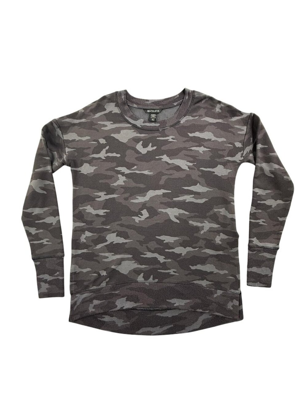 Athleta Sweatshirt Mens Small Gray Camo Fleece Thermal Pullover Stretch Cozy Gym